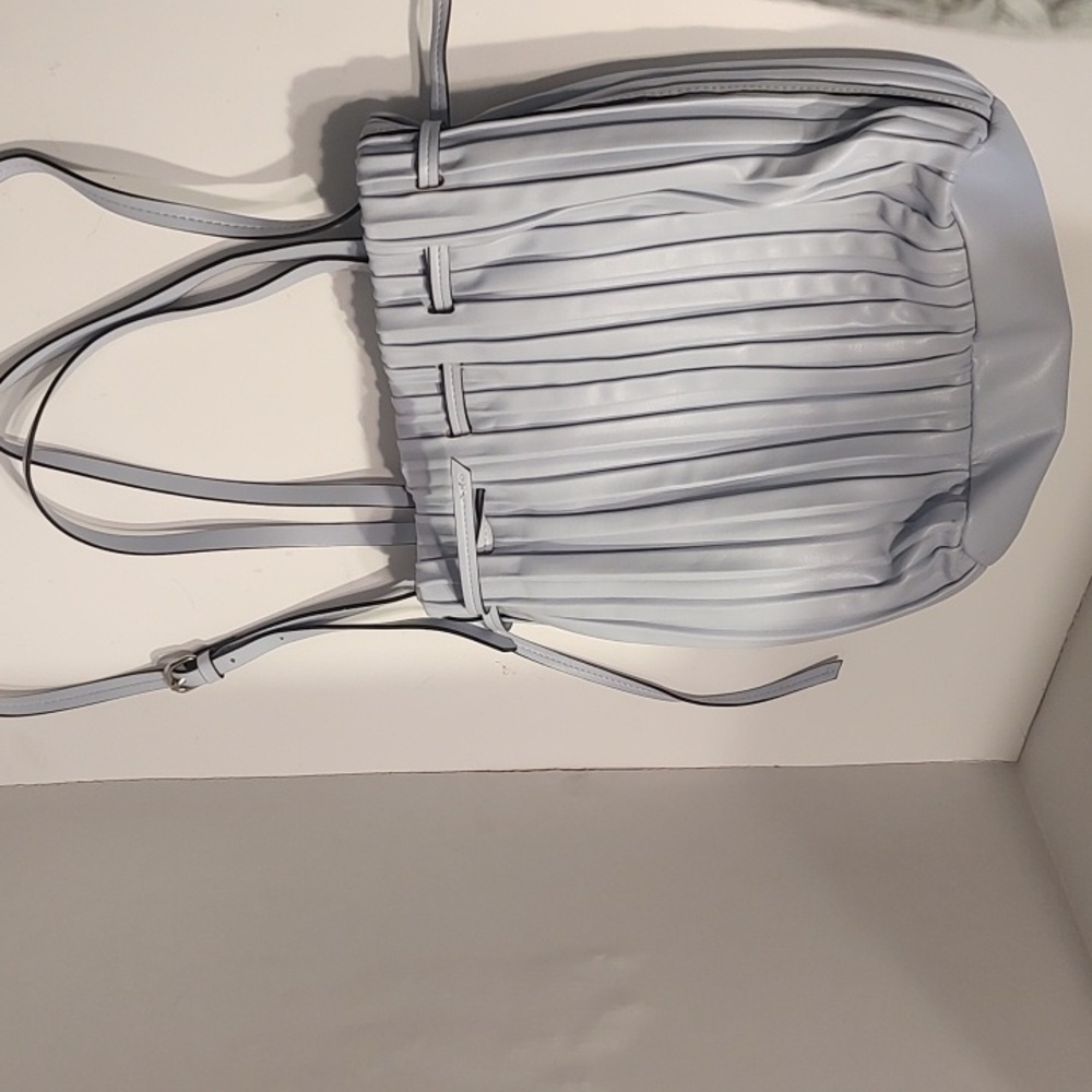 Zara Pleated Light Blue Draw String Bucket Bag